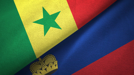 Senegal and Liechtenstein two flags textile cloth, fabric texture