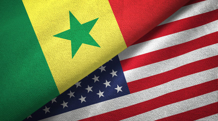 Senegal and United States two flags textile cloth, fabric texture