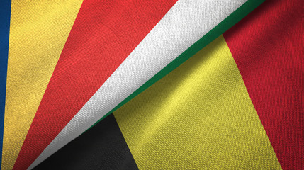 Seychelles and Belgium two flags textile cloth, fabric texture 