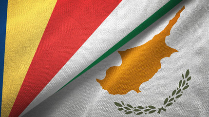 Seychelles and Cyprus two flags textile cloth, fabric texture