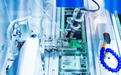 soldering iron tips of robotic system for printed and assembly electric circuit board ( PCB ) at factory