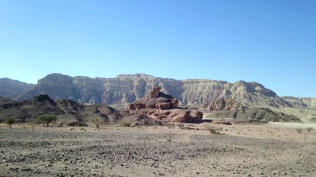 Aerial footage of Spiral hill at Timna Park, Negev desert.