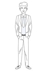 businessman avatar cartoon character black and white
