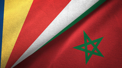 Seychelles and Morocco two flags textile cloth, fabric texture