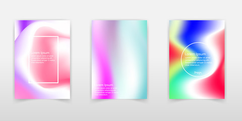 Creative vector illustration of trendy pastel holographic background set. Art design for cover, brochure, poster, business flyer, wedding invitation template. Abstract concept graphic element.