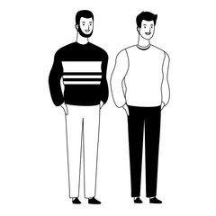 men avatar cartoon character in black and white