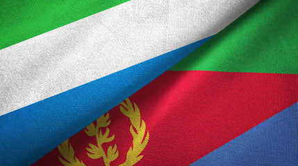 Sierra Leone and Eritrea two flags textile cloth, fabric texture