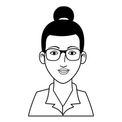 businesswoman avatar cartoon character black and white