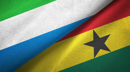 Fototapeta premium Sierra Leone and Ghana two flags textile cloth, fabric texture