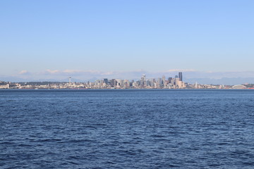 Fototapeta premium View of a big city from water
