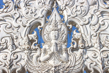 Abstract white god statue at the Wat Rong Khun temple, Chiang Rai, Thailand