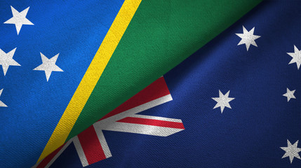 Solomon Island and Australia two flags textile cloth, fabric texture 