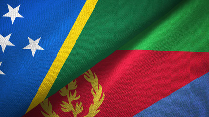 Solomon Island and Eritrea two flags textile cloth, fabric texture