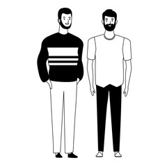 men avatar cartoon character in black and white