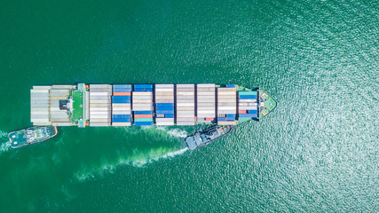 Cargo container ship in the sea
