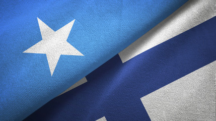 Somalia and Finland two flags textile cloth, fabric texture