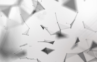 Abstract bright simple tech background. Connection structure. Polygonal abstract wallpaper. Abstract technology shapes. science background. 3D Rendering.