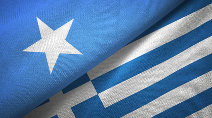 Somalia and Greece two flags textile cloth, fabric texture