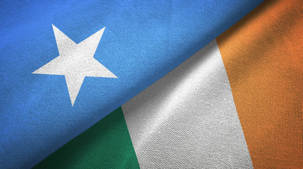 Somalia and Ireland two flags textile cloth, fabric texture