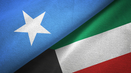 Somalia and Kuwait two flags textile cloth, fabric texture