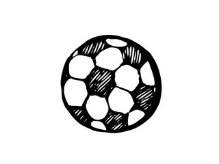 Football icon sketch or soccer drawing in doodles style. Hand-drawn in minimalism. Sport vector moments for tournament.