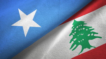Somalia and Lebanon two flags textile cloth, fabric texture
