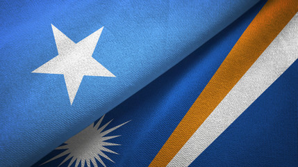 Somalia and Marshall Islands two flags textile cloth, fabric texture