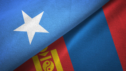 Somalia and Mongolia two flags textile cloth, fabric texture