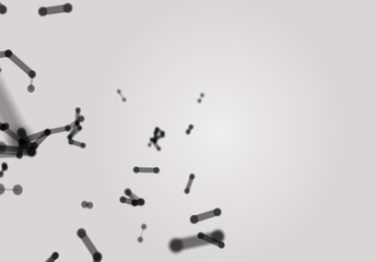 Abstract 3d rendering futuristic dots and lines. computer geometric digital connection structure. Futuristic black abstract grid. Plexus with particles. Intelligence artificial. 3D Rendering.