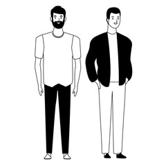 men avatar cartoon character in black and white