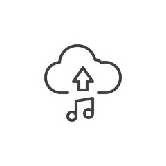 Upload music line icon. linear style sign for mobile concept and web design. Cloud with musical note outline vector icon. Symbol, logo illustration. Vector graphics