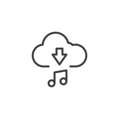 Download music line icon. linear style sign for mobile concept and web design. Cloud with musical note outline vector icon. Symbol, logo illustration. Vector graphics