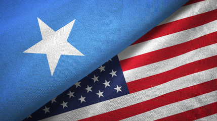 Fototapeta premium Somalia and United States two flags textile cloth, fabric texture