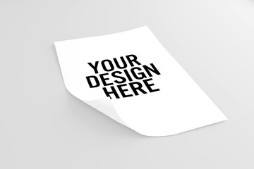 Mock up of a sheet of paper isolated on a background with shadow - 3d rendering