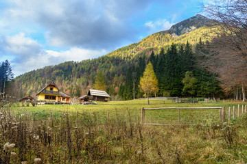 View of valley Zgornje Jezersko in northern Slovenia