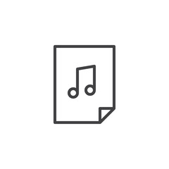 Music file line icon. Musical folder linear style sign for mobile concept and web design. Music document outline vector icon. Symbol, logo illustration. Vector graphics