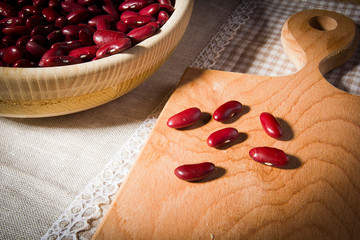 Beans on a cutting board