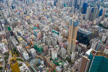 Hong Kong downtown city from top