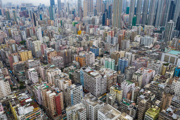 Hong Kong downtown city from top