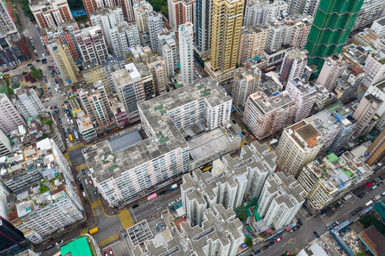 Hong Kong downtown city from top