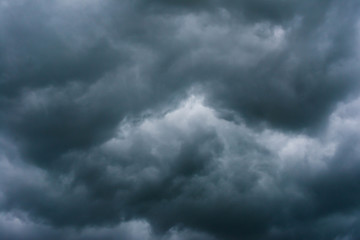Dramatic dark storm clouds before heavy rains and floods at springtime.