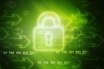 2d illustration Safety concept: Closed Padlock on digital background