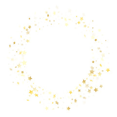 Flying gold star sparkle with white background.