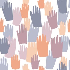 Fototapeta premium Seamless pattern with colored people hand prints