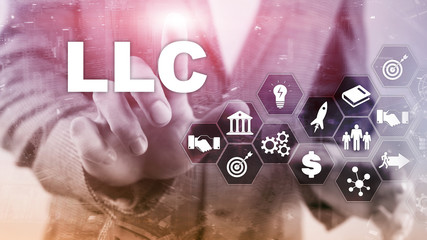 Limited Liability Company concept. Icons on virtual screen. Business Background.