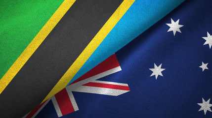 Tanzania and Australia two flags textile cloth, fabric texture 