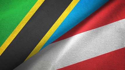 Tanzania and Austria two flags textile cloth, fabric texture 