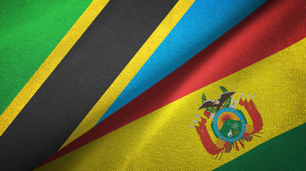 Tanzania and Bolivia two flags textile cloth, fabric texture 