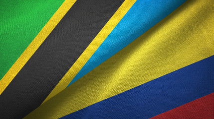 Tanzania and Colombia two flags textile cloth, fabric texture