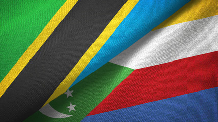 Tanzania and Comoros two flags textile cloth, fabric texture